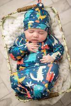 Load image into Gallery viewer, Dino Baby Gown and Hat
