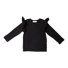 Load image into Gallery viewer, Black Long Sleeve Ruffle Tee by Mila &amp; Rose
