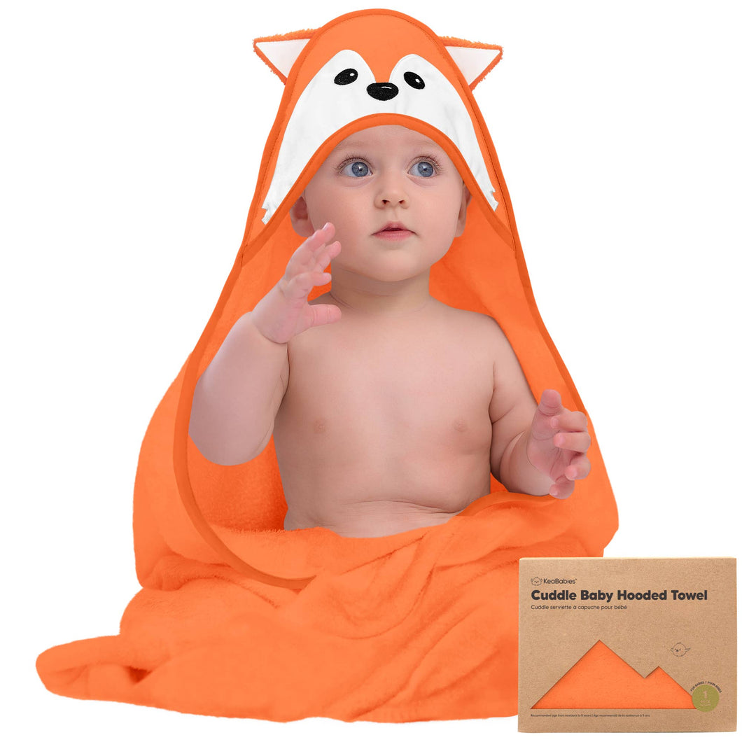 KeaBabies Cuddle Baby Hooded Towel: Fox