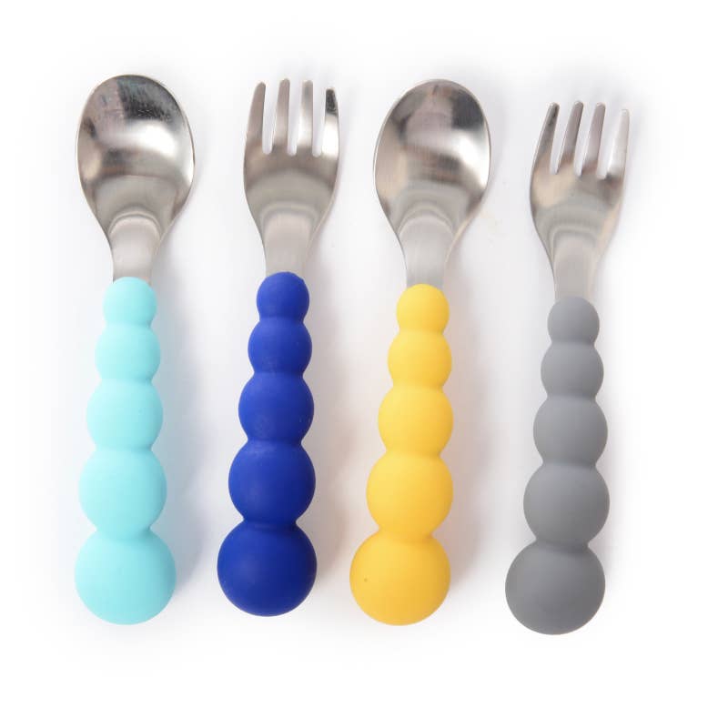 Flatware Set - Silicone and Stainless - CB EAT By Chewbeads