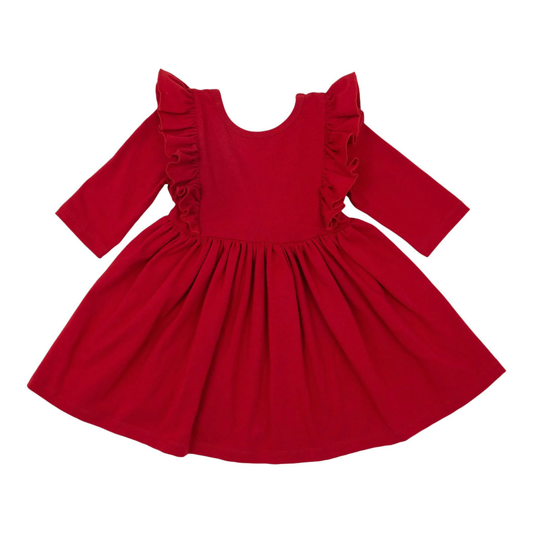 Red Ruffle Twirl Dress by Mila & Rose