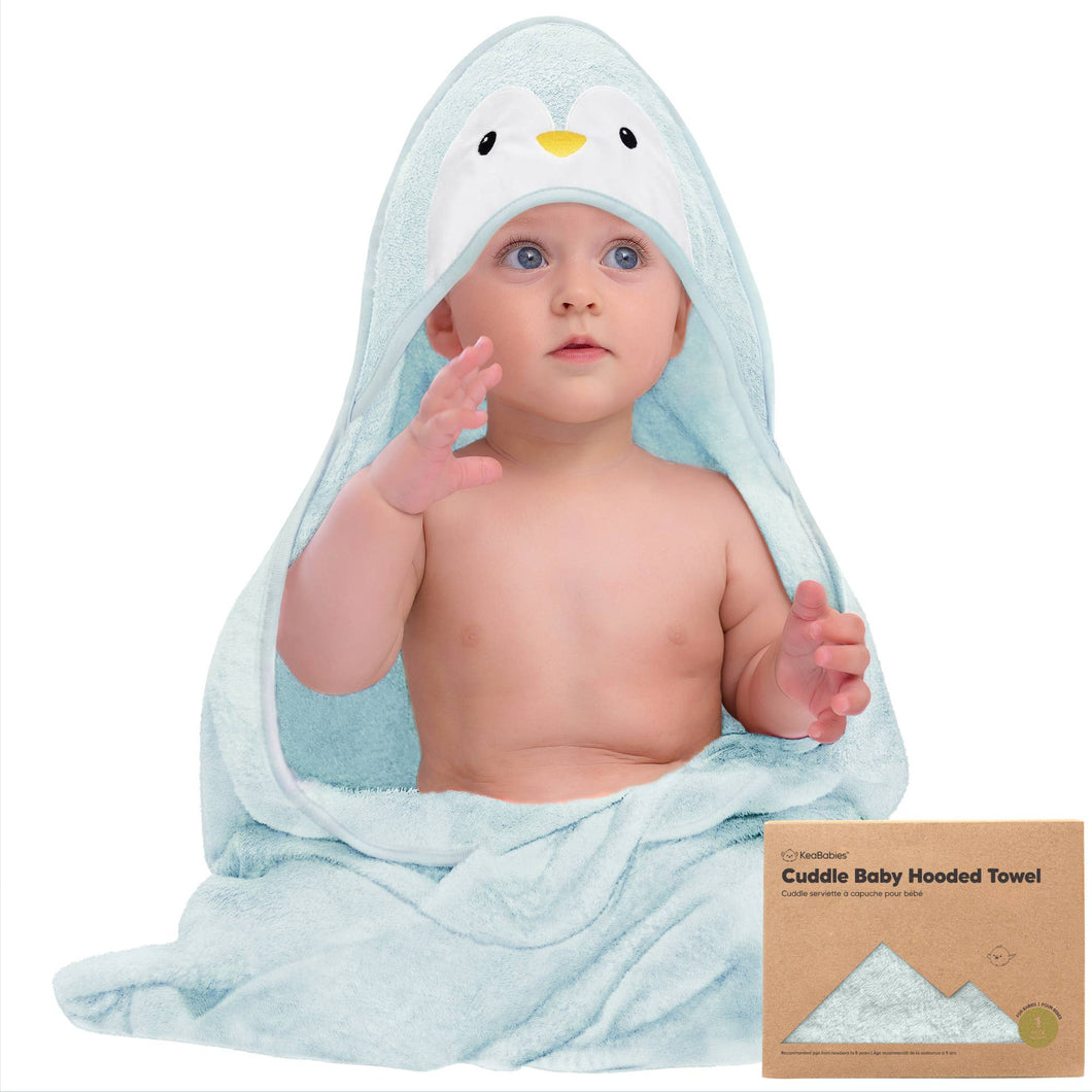 KeaBabies Cuddle Baby Hooded Towel: Penguin