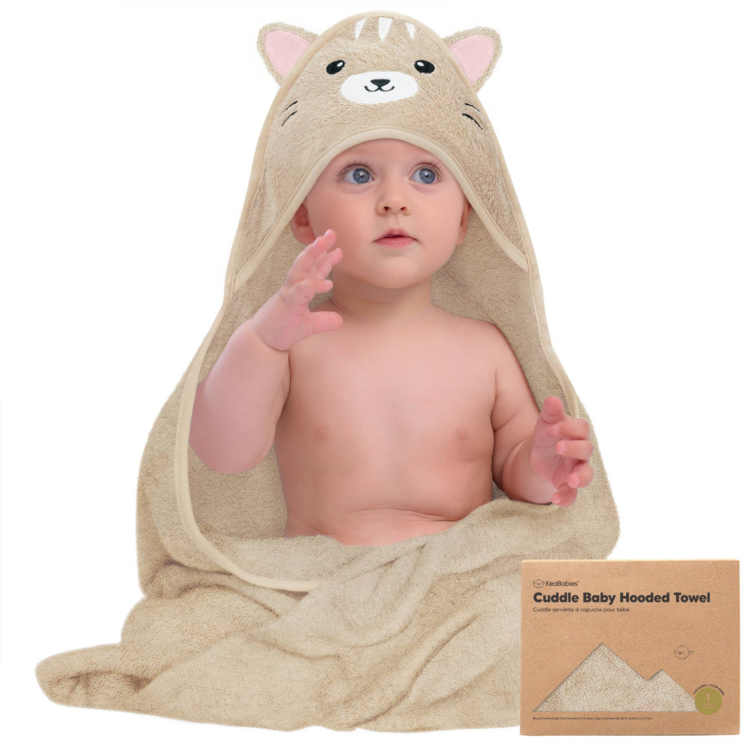 KeaBabies Cuddle Baby Hooded Towel: Cat