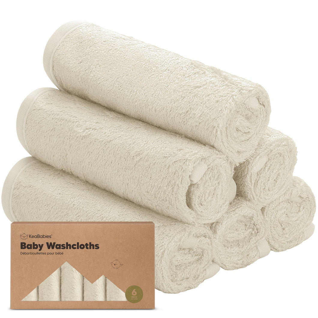 6-Pack Baby Wash Cloths: Stone