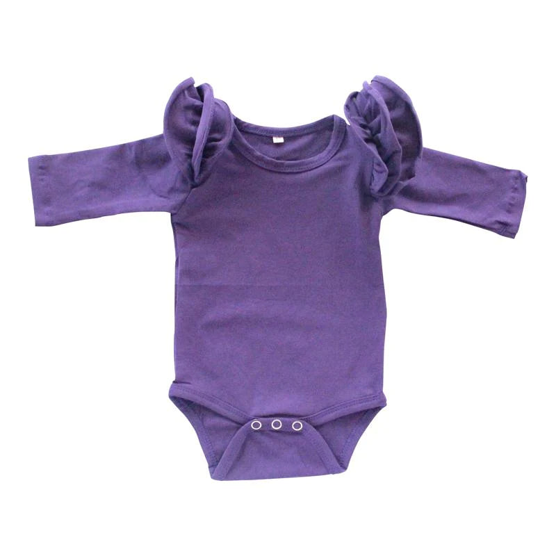 Purple  Long Sleeved Flutter Bodysuit