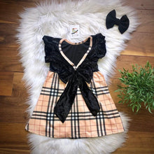 Load image into Gallery viewer, Cream Plaid Bow Back Dress by TwoCan
