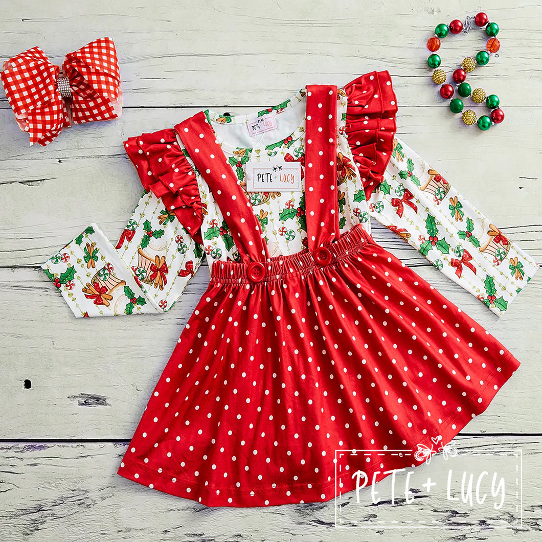Christmas Mistletoe Girl 2-Piece Skirt Set