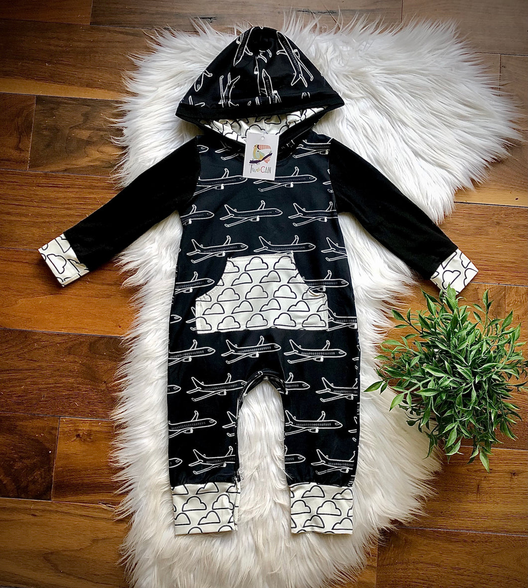 Airplane Travel Hooded Infant Romper by TwoCan