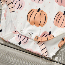 Load image into Gallery viewer, Denim Pumpkin Girl Infant Romper Pants Set

