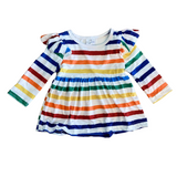 Rainbow Striped Ruffle Sleeve Shirt